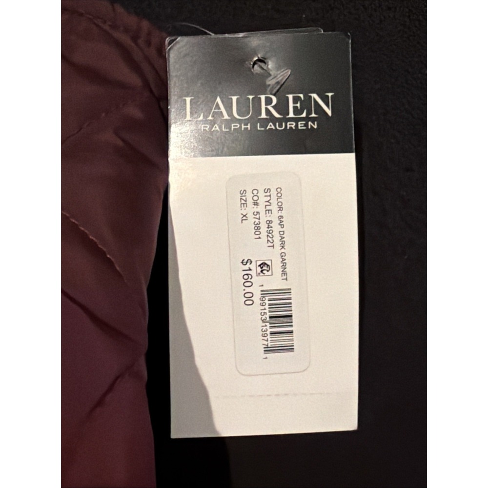 Ralph Lauren Quilted Vest Crest-Patch Logo Dark Garnet Women's Size XL NWT - Picture 3 of 9